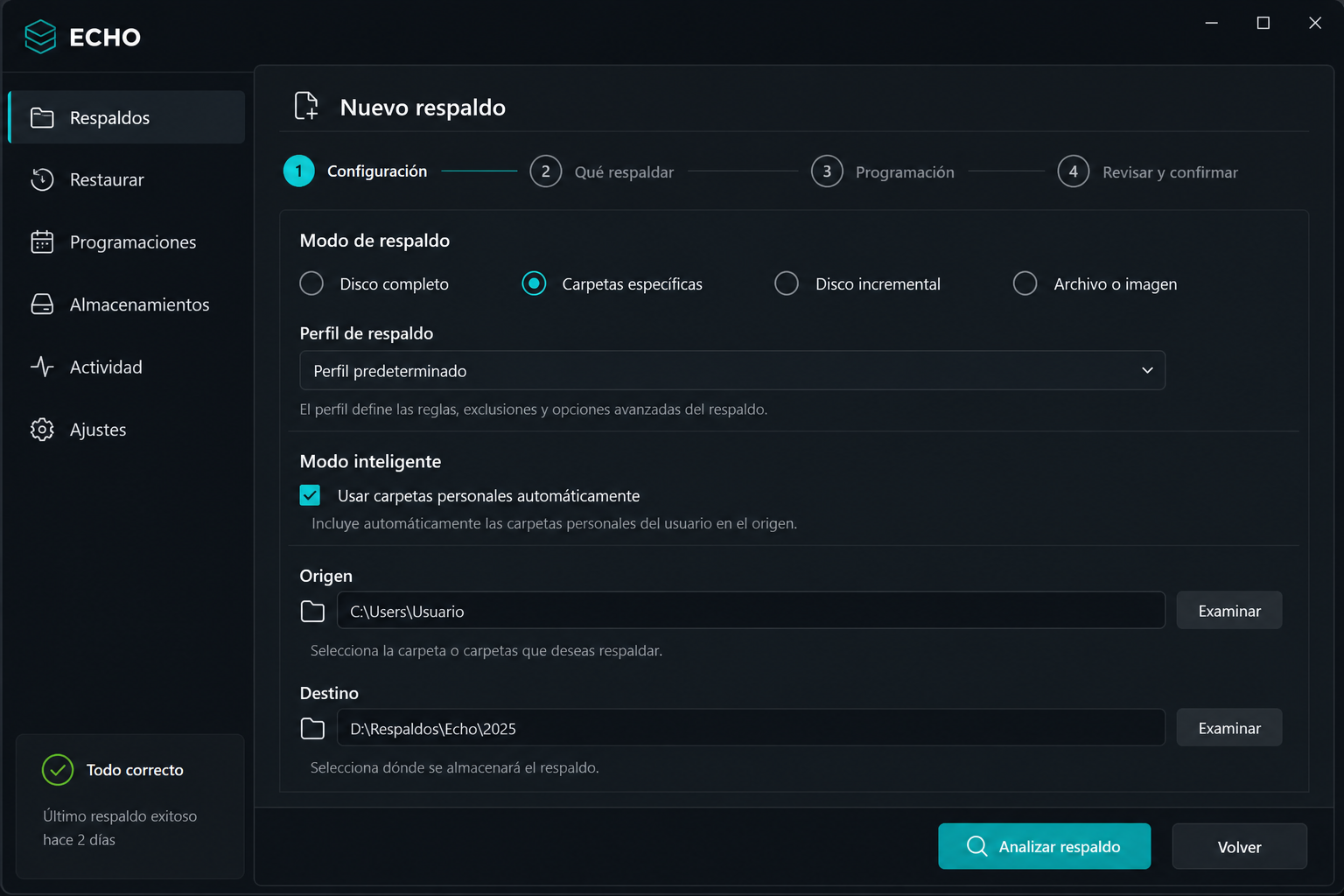 Configurar respaldo